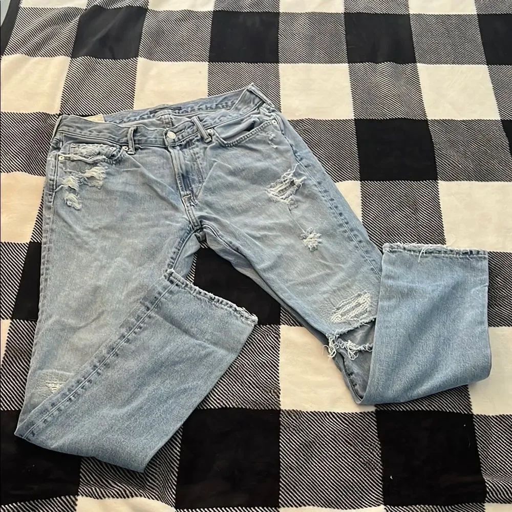 Abercrombie & Fitch Light Blue Distressed Jeans